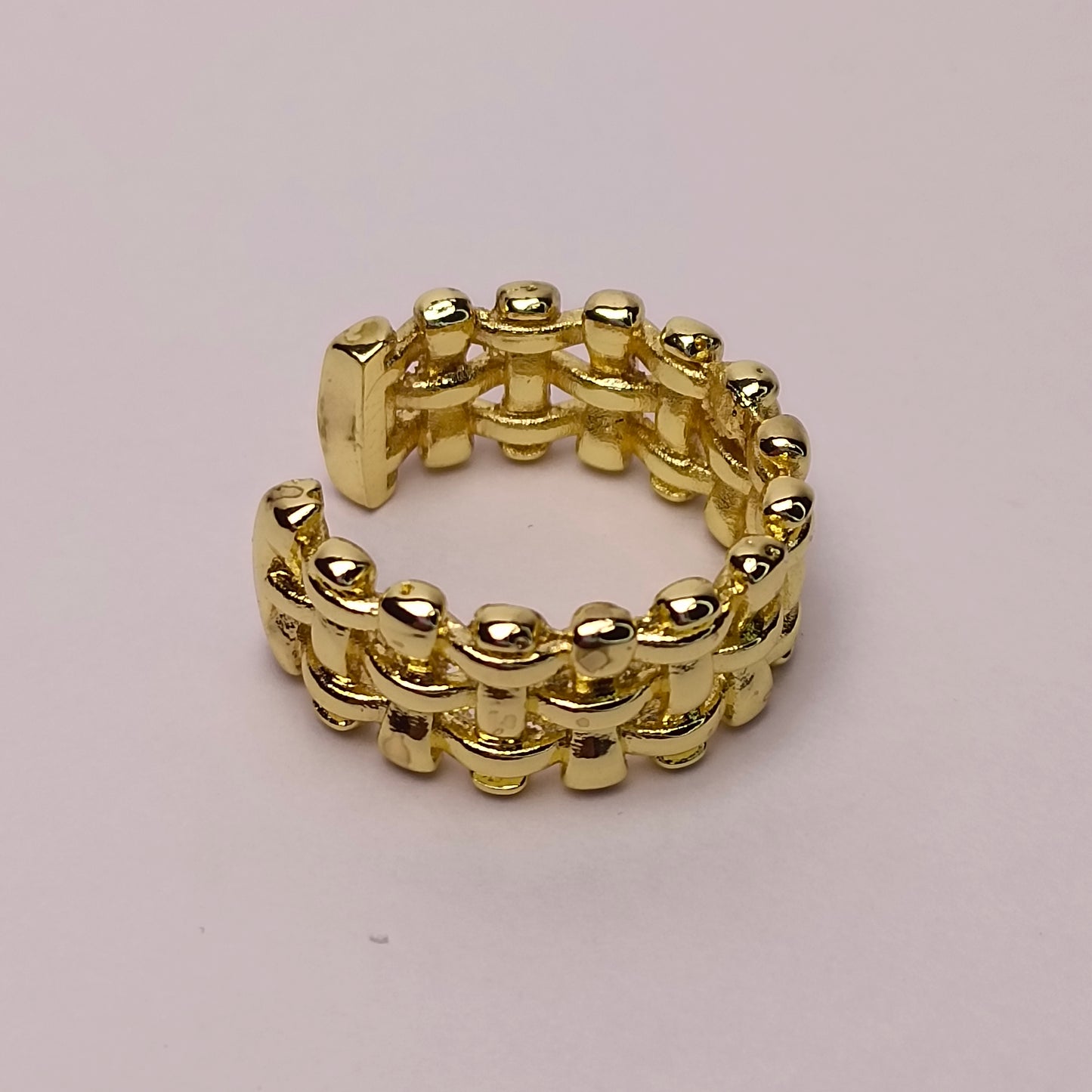 Designer Adjustable Ring – Bold Woven Look, Elegant Gold Finish