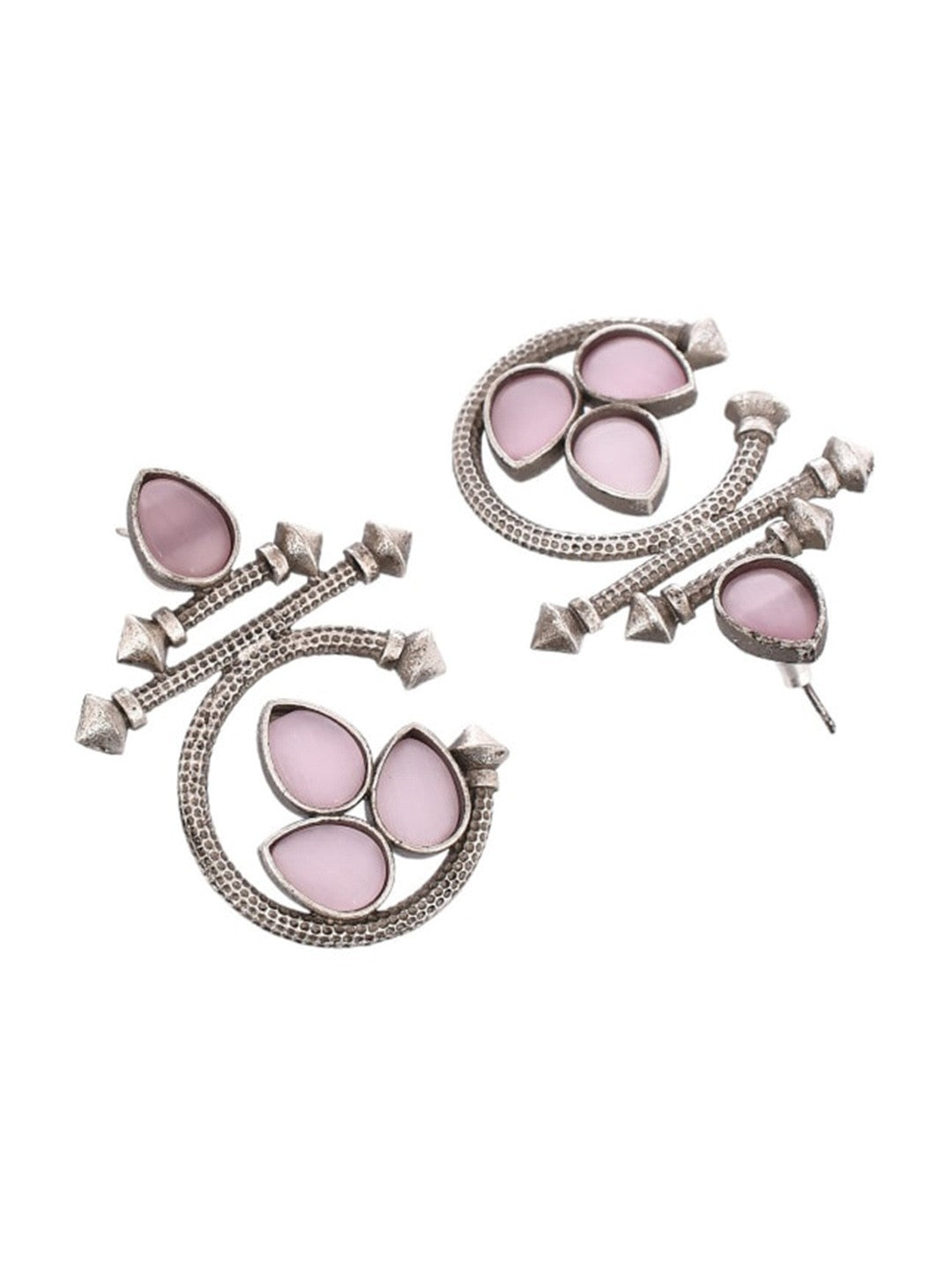 C-SHAPE STUD TYPE DANGLER-PINK LEAF