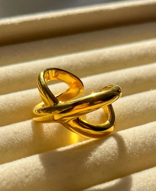 Bold Designer Adjustable Rings for Women – Set of Statement Gold-Tone Fashion Rings