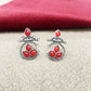Oxidized Silver Earrings with Red Stone – Ethnic Round Design